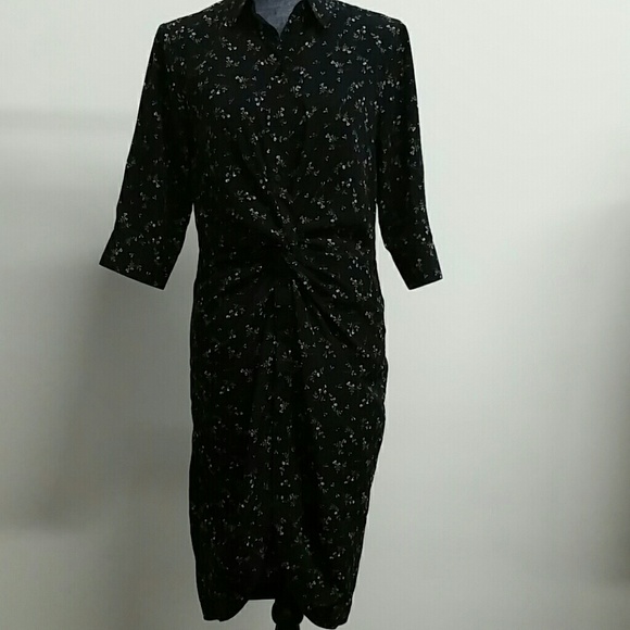 Dresses & Skirts - Navy floral print shirt dress